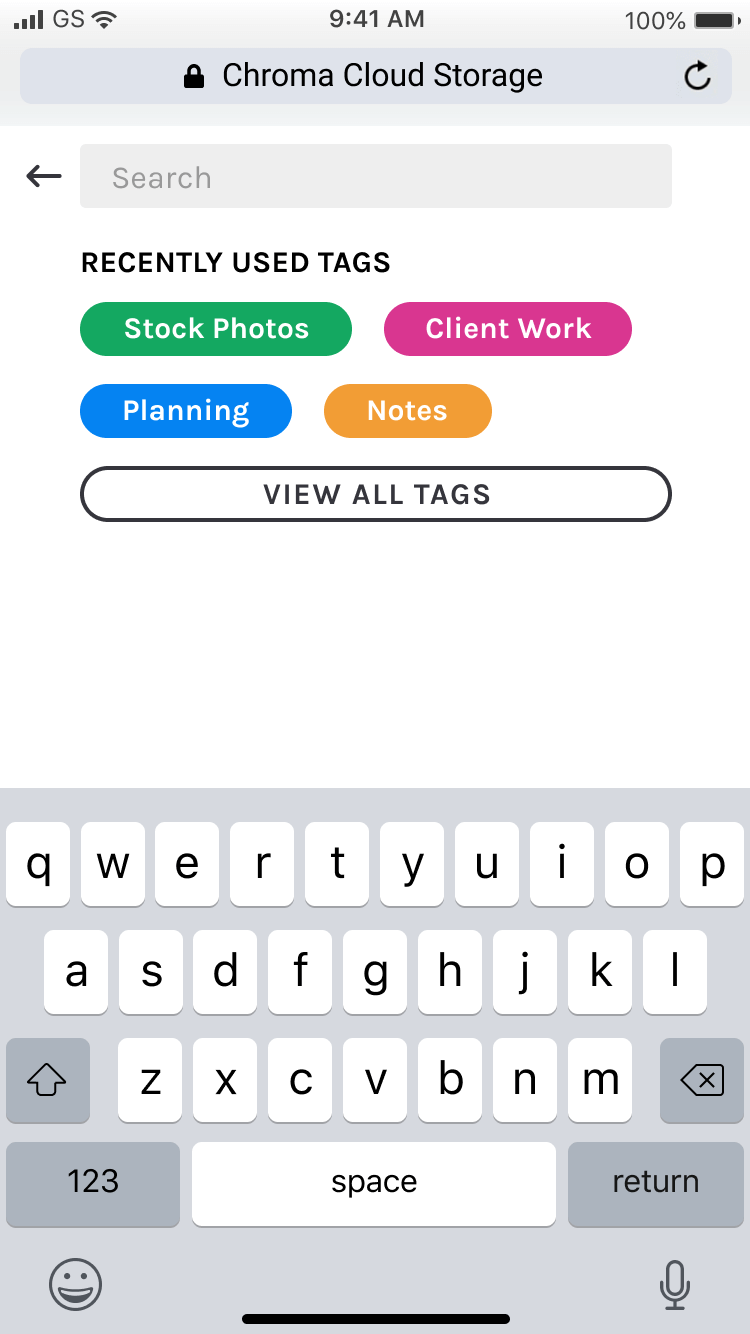 chroma find a tag screen in mobile
